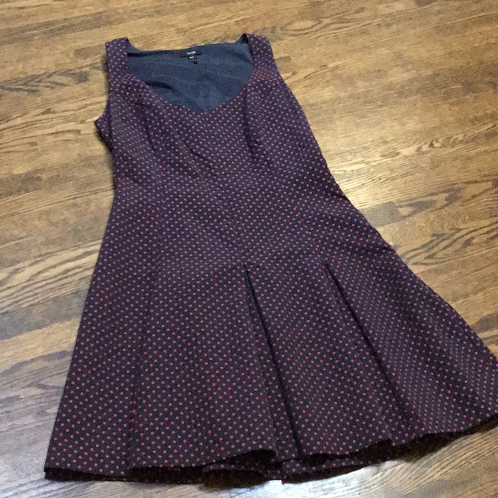 Jacob Navy and Red Fit and Flare Polka Dot Dress